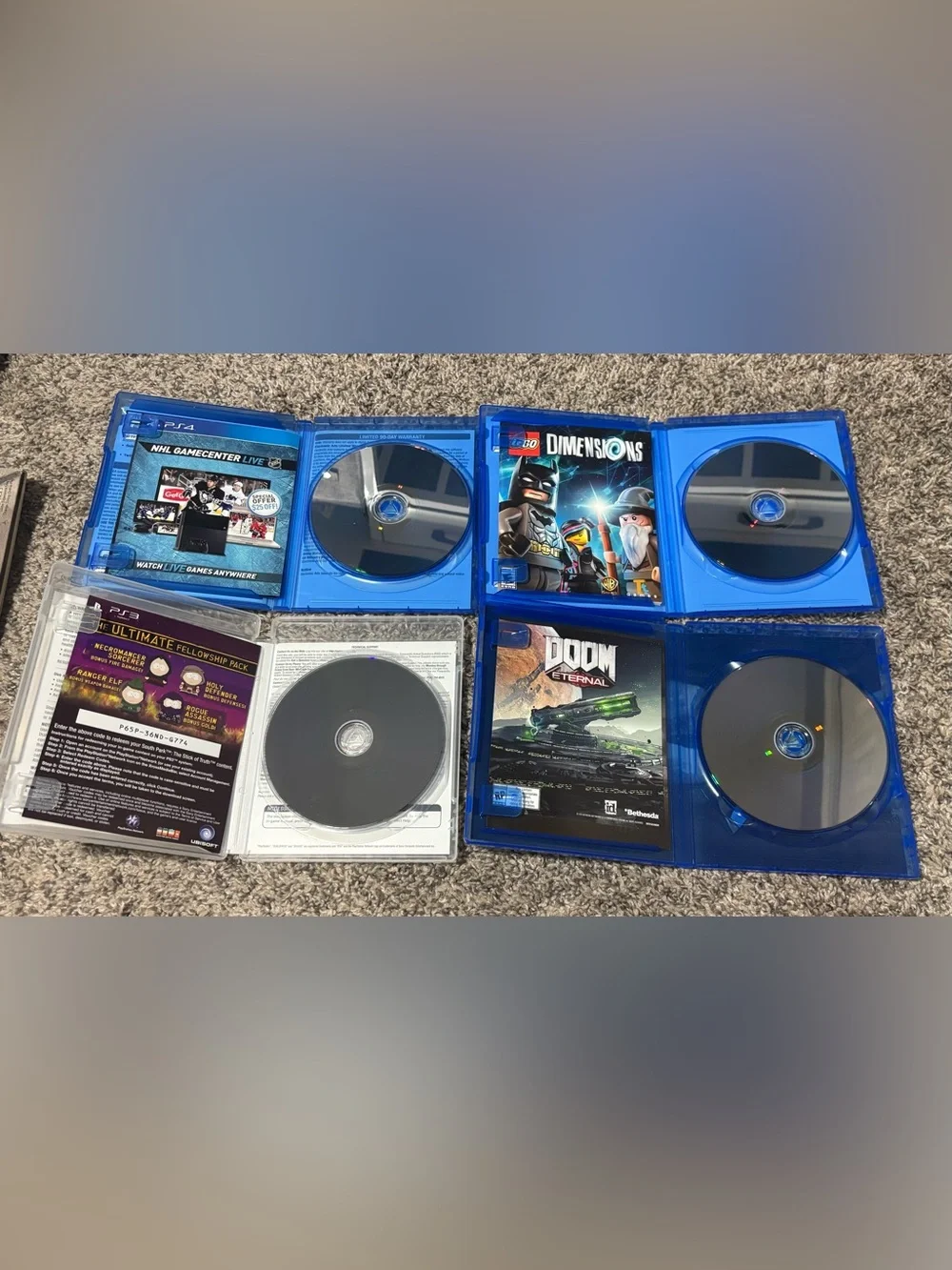 PS4 (3 games: Fallout 76, NHL 15, Lego Dimensions) & PS3 (1 game: South Park)